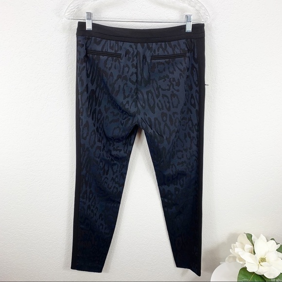 Rebecca Taylor Leopard Print Brocade Pants Navy - Picture 7 of 9